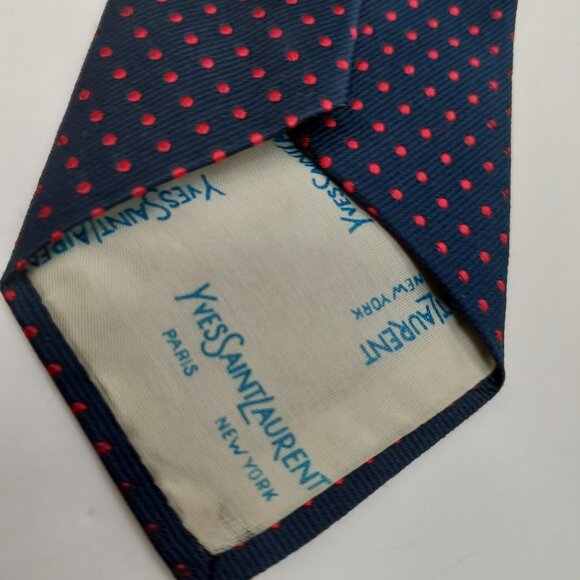 Yves Saint Laurent Classic Men's Tie Lazarus Men's Shop Blue With Red - Picture 5 of 5